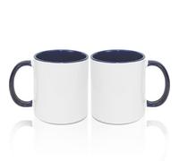 MR.R 11oz Sublimation Blank Coffee Mugs,Cup Blank White Mug Cup with Dark Blue Color Mug Inner and Handle,Set of 2