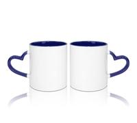 MR.R 11oz Sublimation Blank Coffee Mugs,Cup Blank White Mug Cup with Dark Blue Color Mug Inner and Heart Handle,Set of 2…