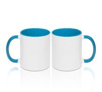 MR.R 11oz Sublimation Blank Coffee Mugs,Cup Blank White Mug Cup with Light Blue Color Mug Inner and Handle,Set of 2