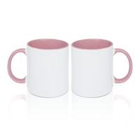 MR.R 11oz Sublimation Blank Coffee Mugs,Cup Blank White Mug Cup with Pink Color Mug Inner and Handle,Set of 2