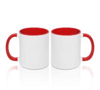 MR.R 11oz Sublimation Blank Coffee Mugs,Cup Blank White Mug Cup with Red Color Mug Inner and Handle,Set of 2