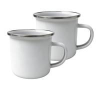 MR.R 2 PCS 12oz Silver Rim Sublimation Blanks Enamel Mug Cup Coffee Tea Cups Drinking Tin Mug for Home Travel Camping Office, Reusable & Portable
