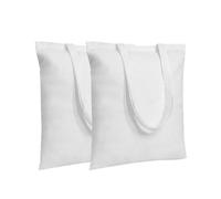 MR.R 2 Pcs Sublimation Blanks Canvas Polyester Tote Bag for Heat Press Printing, 14"x16"(White)