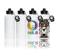 MR.R 4 Pack Sublimation Blanks White Sport Aluminum Bottle Portable Two Tops Bottle 600ml for Heat Press Transfer Printing