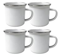 MR.R 4 PCS 12oz Silver Rim Sublimation Blanks Enamel Mug Cup Coffee Tea Cups Drinking Tin Mug for Home Travel Camping Office, Reusable & Portable