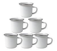 MR.R 6 PCS 12oz Silver Rim Sublimation Blanks Enamel Mug Cup Coffee Tea Cups Drinking Tin Mug for Home Travel Camping Office, Reusable & Portable