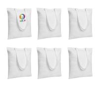 MR.R 6 Pcs Sublimation Blanks Canvas Polyester Shopping Bag for Heat Press Printing, 14"x16"(White)