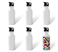 MR.R 6PCS 20oz Sublimation Blanks White Crown Aluminum Water Bottles, Travel Bottle with Straw Top Lid for Sports,600ml