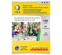 MR.R Double Side Matte Coated Inkjet Photo Paper 140gsm,A4 210 x 297mm 100 Sheets per Pack Suitable for Printing Photo,Greeting Card