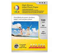 MR.R High Glossy Coated Inkjet Photo Paper 160gsm,A4 210x297mm,100 Sheets per Pack
