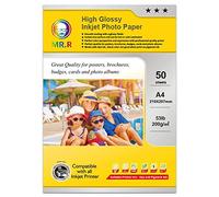 MR.R High Glossy Coated Inkjet Photo Paper 200gsm 210 x 297mm 50 Sheets one Pack