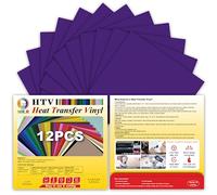MR.R HTV 12 Pack Purple Color Heat Transfer Vinyl Bundle 12" x 10" Vinyl Sheets,Iron On Vinyl for Cricut & Heat Press Machine 0.305 * 0.25M