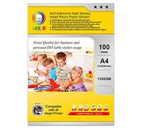 MR.R Inkjet Photo Paper Self-Adhesive Label Sticker Glossy Paper 135gsm A4 100 Sheets per Pack