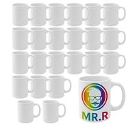 MR.R Set of 24 Sublimation Blanks Dishwasher White Ceramic Coffee Mugs 11oz Blank Ceramic Classic Drinking Cup Mug for Milk Tea Cola Water