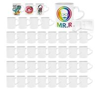 MR.R Set of 48 Sublimation Blanks Dishwasher White Ceramic Coffee Mugs 11oz Blank Ceramic Classic Drinking Cup Mug with Heart Handle for Milk Tea Cola Water
