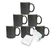 MR.R Set of 6 Sublimation Blanks 11oz White Blank Ceramic Magic Mug Full Color Changing Heat Sensitive Ceramic Coffee Cup, Black Color