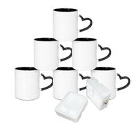 MR.R Sublimation Blank Dishwasher Ceramic Mug,Blank Coated Cup,Sublimation Blank Mugs,Classic Cup with Black Color Inner Mug and Heart Handle,11oz,Set of 6 pcs per Carton