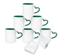 MR.R Sublimation Blanks Dishwasher Ceramic Mug, Classic Cup with Black Color Inner Mug and Heart Handle, 11oz, Set of 6 pcs per Carton
