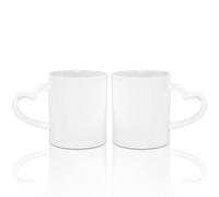MR.R Sublimation Blanks Dishwasher White Ceramic Coffee Mugs 11oz Blank Ceramic Classic Drinking Cup Mug with Heart Handle for Milk Tea Cola Water, Set of 2