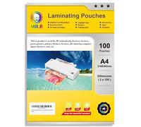MR.R Thermal Laminating Pouches A4 Size Glossy Clear Thermal Laminate Plastic Laminator Sheets for Photos Files Drawings for Use with Thermal Laminators 200micron (2x100micron)
