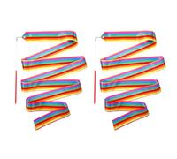 Mr Rex 2PCS Dance Wands Ribbon Streamers for Boys Girls Toddler Gymnastics, Kids Worship Praise Dance, Pretend Play, Ribbon Twirling, Talent Show, Outdoor Garden Toys (2, Rainbow)