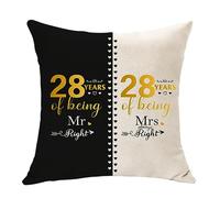 Mr. Right and Mrs. Always Right Gifts Anniversary Cushion Cover 28th Wedding Gifts for Couple Husband Wife 28 Years of Marriage Gifts for Her Him Dad Mum Wedding Anniversary Keepsake (28th)
