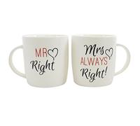 Mr. Right and Mrs. Always Right Novelty Set of Two Cute Coffee Tea Mugs, Perfect for Wedding or Anniversary Celebration