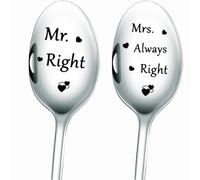 Mr. Right Mrs. Always Right Coffee Spoon for Engagement, Couples Gifts for Wedding Anniversary, Christmas, Bride, Groom Funny Tea Spoon Gift