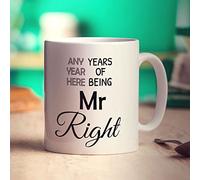 Mr Right Mug - Add Any Year - Mug for Married Couple - Gift for Him, Husband, Partner from Wife - Present for Birthday, Christmas, Anniversary, Valentine's Day - 11oz Ceramic Cup