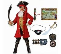 Mr Rocker Pirate Costume Kids, Boys Deluxe Dress Up Set & Pirate Accessories for Role Play, Halloween, Birthday and Fancy Dress Parties, Age 9-10 Years