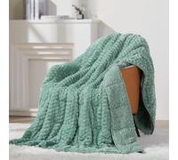 Mr. Sandman Weighted Blankets for Adults Queen Size 15lbs, Warm Sherpa Fleece Throw Blanket for Sleep and Calm, Soft Cozy Heavy Bed Blanket with Jacquard Flannel, 60 x 80 Inches, Green