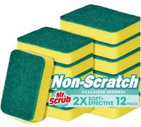 Mr. Scrub Sponges Kitchen Scrub Dish Sponge Scouring Pad, 12 Pack Cleaning Brush Scrubber Supplies for Soap, Dishwashing Dinnerware Sets Pan Pot Towels Cloth Rags Holder Glass Dishwasher Sink Bathroom