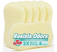 Mr. Scrub Sponges Kitchen Scrub Dish Sponge Scouring Pad, 6 Pack Cleaning Brush Scrubber Supplies for Soap, Dishwashing Dinnerware Sets Pan Pot Glass Dishwasher Sink Bathroom Towels Cloth Rags Holder