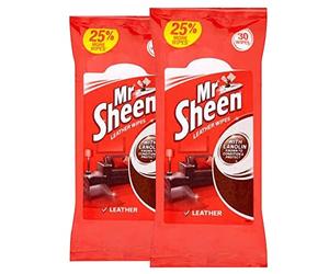 Mr Sheen Leather Wipes with Lanolin - Pack of 2 (30 Wipes Each) for Jackets and Sofas