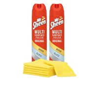 Mr Sheen Multi Surface Polish Bundle - 2 x 250ml Original Spray + 4 x Premium Microfibre Cloths - Dust Magnet Furniture Cleaner for Wood, Glass, Metal & Plastic - Complete Home Cleaning Kit