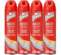Mr Sheen Multi Surface Polish Spray, For Use on Wood, Plastic, Glass and Metal, Scent: Original, 250ml, Pack of 4