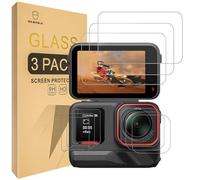 Mr.Shield Screen Protector compatible with Insta360 Ace Pro 2 [3x Lens & Touch Screen Glass + 3x PET (Not Glass) Small Screen Protector] [Tempered Glass] [9H Hardness]