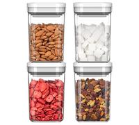 MR.SIGA 4 Pack Airtight Food Storage Container Set, BPA Free Kitchen Pantry Organization Canisters with One-handed Leak Proof Lids, 1L / 33.8oz, Medium, White