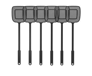 MR.SIGA Heavy Duty Long Handle Fly Swatter, Black, 6 Pack
