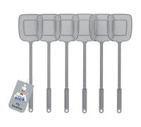 MR.SIGA Heavy Duty Long Handle Fly Swatter, Grey, 6 Pack | Fly swatter for indoors, manual fly killer, bug swatter