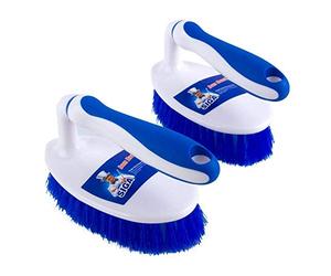 MR.SIGA Heavy Duty Scrub Brush with Comfortable Grip, Cleaning Brush for Bathroom, Shower, Sink, Floor, 2-Pack