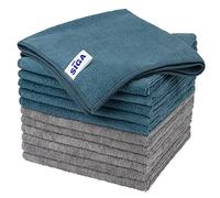 MR.SIGA Microfibre Cleaning Cloths, All Purpose Cleaning Towels, Pack of 12 | Ultra absorbent and soft Microfibre towels for kitchen, car and household surfaces, Teal & grey, 40 x 40 cm(15.7 x 15.7 inch)