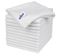 MR.SIGA Microfibre Cleaning Cloths, Streak Free Microfibre Towels, 12 Pack | All-purpose Microfibre cloths, ultra absorbent, reusable household cleaning towels, White 32 x 32 cm(12.6 x 12.6 inch)