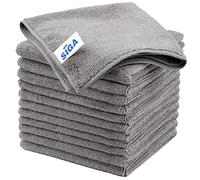 MR.SIGA Microfibre Cleaning Cloths, Streak Free Microfibre Towels, 12 Pack | All-purpose Microfibre cloths, ultra absorbent, reusable household cleaning towels, grey, 32 x 32 cm(12.6 x 12.6 inch)