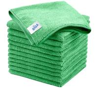 MR.SIGA Microfibre Cleaning Cloths, Streak Free Microfibre Towels, 12 Pack | All-purpose Microfibre cloths, ultra absorbent, reusable household cleaning towels, Green, 32 x 32 cm(12.6 x 12.6 inch)