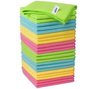 MR.SIGA Microfibre Cleaning Cloths, Streak Free Microfibre Towels, 24 Pack | Ultra absorbent and high density, reusable cleaning towels for kitchen, car, glass and household surfaces, color coded cloths