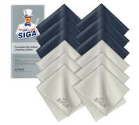 MR.SIGA Microfibre Glasses Cleaning Cloth, Spectacle Cleaner Cloth, 12 Pack | Microfibre Cleaning Cloths for Lens, lint free glasses cloth for camera, screen, glasses lens cleaner, 15 x 18 cm(6 x 7 inch)