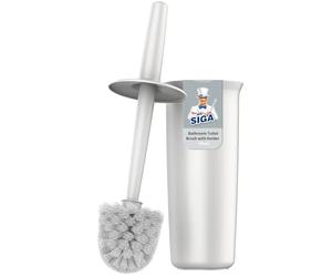 MR.SIGA Toilet Bowl Brush and Holder for Bathroom, White, 1 Pack