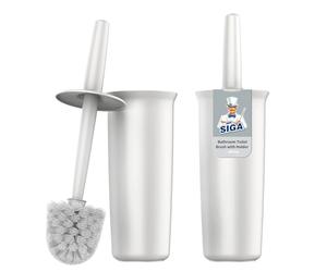 MR.SIGA Toilet Bowl Brush and Holder for Bathroom, White, 2 Pack