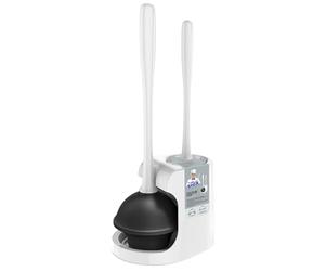 MR.SIGA Toilet Plunger and Bowl Brush Combo for Bathroom Cleaning, White, 1 Set